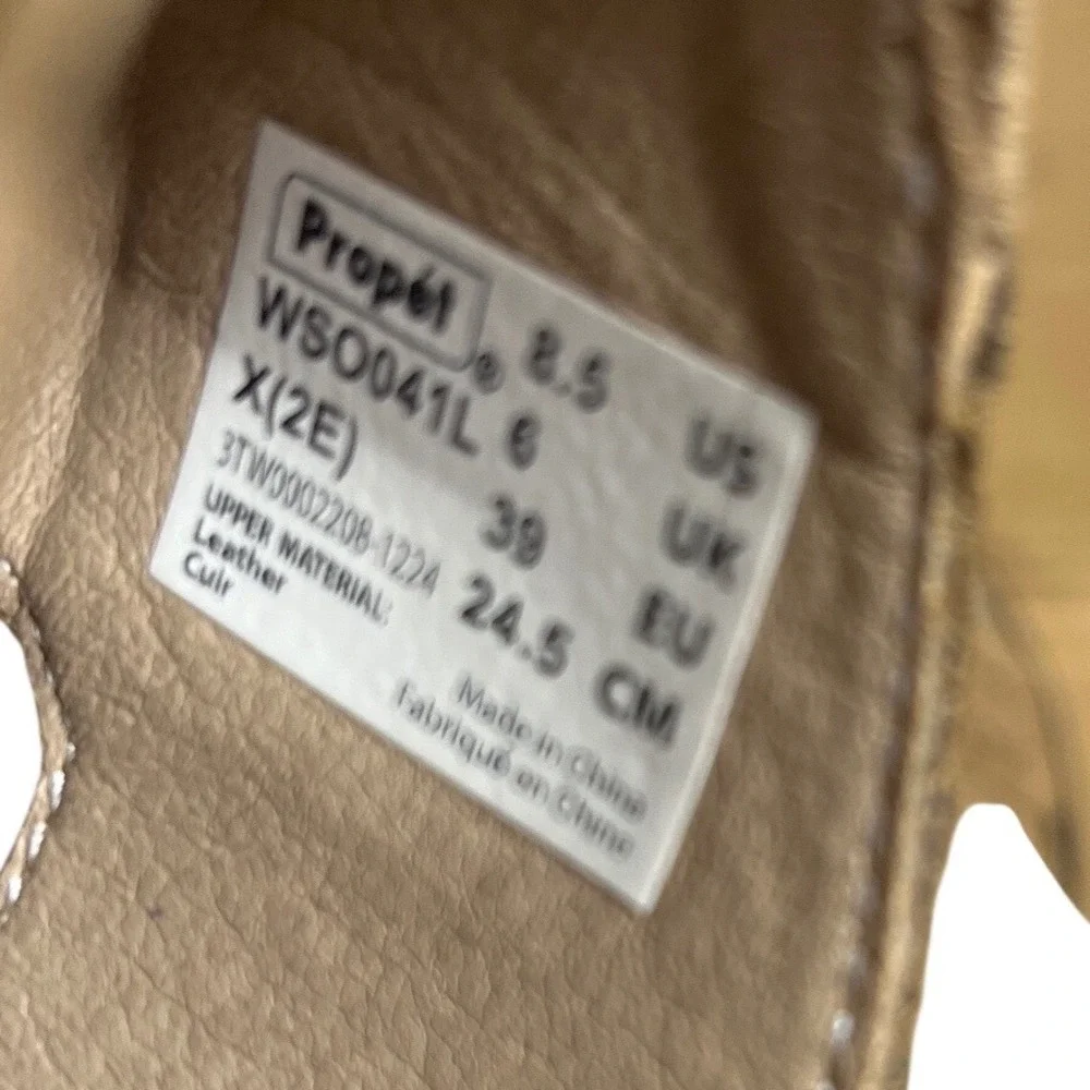 Propet WSO041L Tan Leather Laser Cut Floral Sandals Womens 8.5 X‎ Wide 2E NWOB